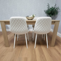 Kosy Koala 4 Seater Faux Leather Gem Pattern Dining Set Oak Effect and White - Multi - Wilko - thumbnail 6