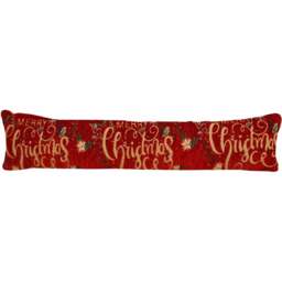 Noel Square Xmas Floral Merry Christmas Draught Excluder 12 x 90cm - Size: 12 x 90 x 5cm - Red - Wilko