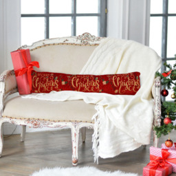 Noel Square Xmas Floral Merry Christmas Draught Excluder 12 x 90cm - Size: 12 x 90 x 5cm - Red - Wilko - thumbnail 3