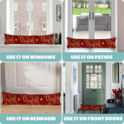 Noel Square Xmas Floral Merry Christmas Draught Excluder 12 x 90cm - Size: 12 x 90 x 5cm - Red - Wilko - thumbnail 7