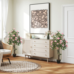 Portland Pink Rose Decorative Artificial Plant in Pot 2 Pack - Size: 110 x 14.5 x 14.5cm - Wilko - thumbnail 3