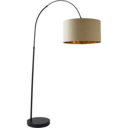ValueLights Louis Beige and Gold Shade Black Curved LED Floor Lamp - Size: 180 x 45 x 105cm - Wilko