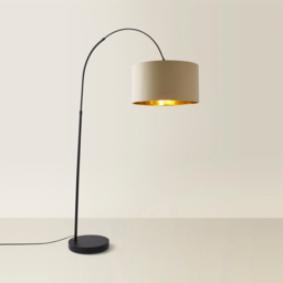ValueLights Louis Beige and Gold Shade Black Curved LED Floor Lamp - Size: 180 x 45 x 105cm - Wilko - thumbnail 6