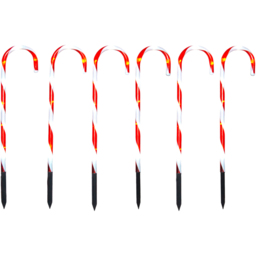 Xmas Haus Outdoor Led Candy Cane Stake 6 Pack - Size: 570 x 130 x 5cm - Red - Wilko - thumbnail 3