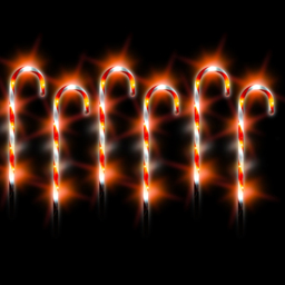 Xmas Haus Outdoor Led Candy Cane Stake 6 Pack - Size: 570 x 130 x 5cm - Red - Wilko - thumbnail 4