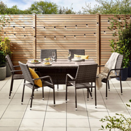 Furniturebox Dominica 6 Seater Garden Dining Set Brown - Wilko - thumbnail 4