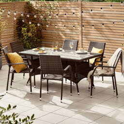 Furniturebox Dominica 6 Seater Garden Dining Set Brown - Wilko - thumbnail 1