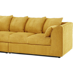Luxor 4 Seater Mustard Jumbo Cord Left Hand Facing Scatter Back L Shaped Corner Sofa Set - Yellow - Wilko - thumbnail 5