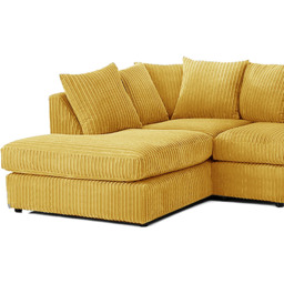 Luxor 4 Seater Mustard Jumbo Cord Left Hand Facing Scatter Back L Shaped Corner Sofa Set - Yellow - Wilko - thumbnail 4