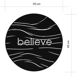 Decortie Black Metal Modern Believe Wall Art - Size: 45 x 45 x 1.2cm - Wilko - thumbnail 7