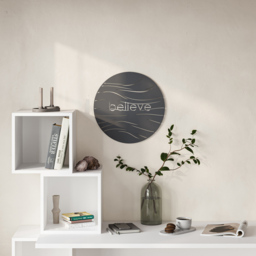 Decortie Black Metal Modern Believe Wall Art - Size: 45 x 45 x 1.2cm - Wilko - thumbnail 3