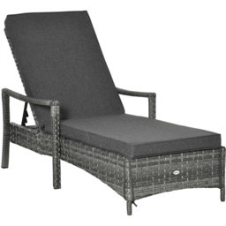 Outsunny Grey Rattan Sun Lounger - Size: 1 Seater - Wilko - thumbnail 3