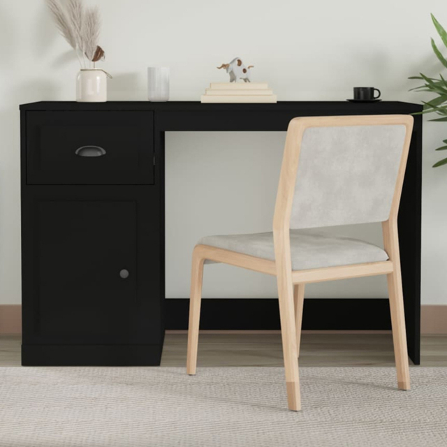 vidaXL Single Door Single Drawer Computer Desk Black - Size: 75 x 115 x 50cm - Wilko - image 1