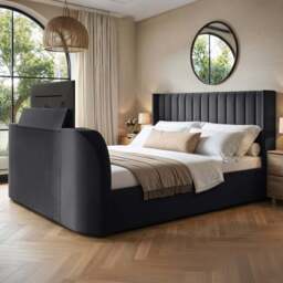 Flair Fallon Super King Size Grey Velvet TV Side Lift Ottoman Bed - Wilko - thumbnail 1