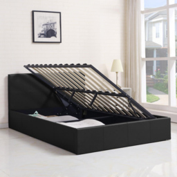 Portland Kosy Koala Double Black Leather Pine Wood Gas Lift Ottoman Bed with Mattress - Wilko - thumbnail 5