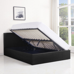 Portland Kosy Koala Double Black Leather Pine Wood Gas Lift Ottoman Bed with Mattress - Wilko - thumbnail 3