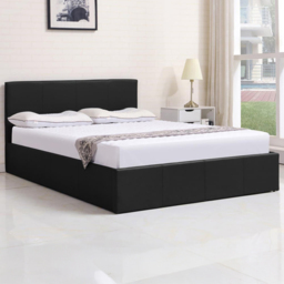 Portland Kosy Koala Double Black Leather Pine Wood Gas Lift Ottoman Bed with Mattress - Wilko