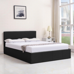 Portland Kosy Koala Double Black Leather Pine Wood Gas Lift Ottoman Bed with Mattress - Wilko - thumbnail 6