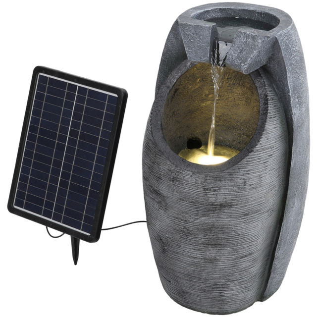 Living and Home LED Solar Powered Imitation Rock Outdoor Waterfall Fountain - Size: 56.5 x 31 x 28.5cm - Grey - Wilko - image 1
