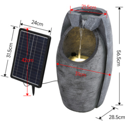 Living and Home LED Solar Powered Imitation Rock Outdoor Waterfall Fountain - Size: 56.5 x 31 x 28.5cm - Grey - Wilko - thumbnail 7