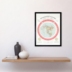 Artery8 Map Gleason 1892 World Time Calculator Flat Earth Framed Wall Art Print 30 x 41cm - Size: 43.3 x 33.3 x 1.5cm - Cream - Wilko - thumbnail 3