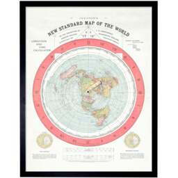 Artery8 Map Gleason 1892 World Time Calculator Flat Earth Framed Wall Art Print 30 x 41cm - Size: 43.3 x 33.3 x 1.5cm - Cream - Wilko - thumbnail 1