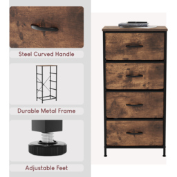 Vida Designs Chorley 4 Drawer Rustic Brown Fabric Chest of Drawer - Wilko - thumbnail 6