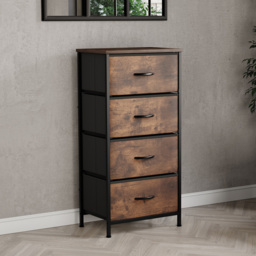 Vida Designs Chorley 4 Drawer Rustic Brown Fabric Chest of Drawer - Wilko - thumbnail 4