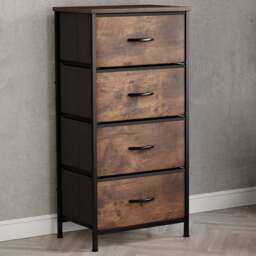 VIDA DESIGNS Chorley 4 Drawer Rustic Brown Fabric Chest of Drawer - Wilko