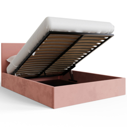 GFW King Size Blush Pink Velvet End Lift Ottoman Bed with Memory Pocket Spring Mattress - Wilko - thumbnail 6