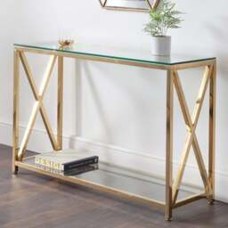 Julian Bowen Miami Gold Console Table - Size: 40 x 120 x 75cm - Wilko