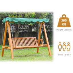 Outsunny 3 Seater Swing Chair Green - Size: 185 x 130 x 200cm - Wilko - thumbnail 6