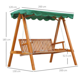 Outsunny 3 Seater Swing Chair Green - Size: 185 x 130 x 200cm - Wilko - thumbnail 7