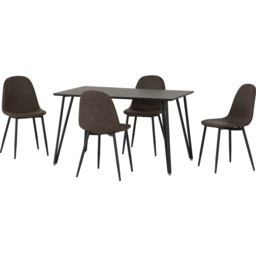 Seconique Marlow and Athens 4 Seater Dining Set Black Marble and Brown PU - Black Marble/Brown Pu - Wilko - thumbnail 4