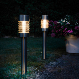 Luxform 2 Pack LED Solar Torino Post Light - Size: 7.5 x 7.5 x 58cm - Silver - Wilko - thumbnail 4