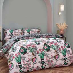 furn. Ishiko Double Multicolour Floral Duvet Cover Set - White - Wilko