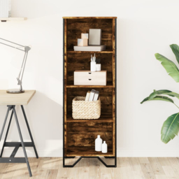 vidaXL 4 Shelf Smoked Oak Bookcase - Size: 137.5 x 31 x 50cm - Brown - Wilko