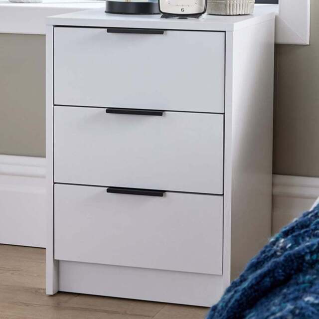 Home Source Phoenix 3 Drawer White Bedside Table - Wilko - image 1