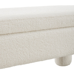 Living and Home White Upholstered Teddy Fleece Storage Bench with Hinged Lid - Size: 84 x 110 x 50cm - Cream - Wilko - thumbnail 7