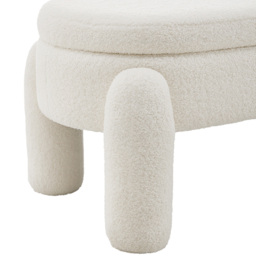 Living and Home White Upholstered Teddy Fleece Storage Bench with Hinged Lid - Size: 84 x 110 x 50cm - Cream - Wilko - thumbnail 6