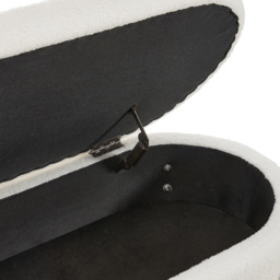 Living and Home White Upholstered Teddy Fleece Storage Bench with Hinged Lid - Size: 84 x 110 x 50cm - Cream - Wilko - thumbnail 5
