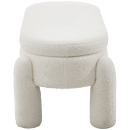 Living and Home White Upholstered Teddy Fleece Storage Bench with Hinged Lid - Size: 84 x 110 x 50cm - Cream - Wilko - thumbnail 4