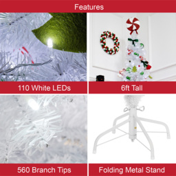 The Christmas Workshop White Pre-Lit Slim Line Christmas Tree 6ft - Wilko - thumbnail 7