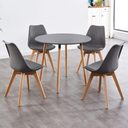 Kosy Koala 4 Seater Plastic and Faux Leather Round Dining Set Grey - Portland - Wilko