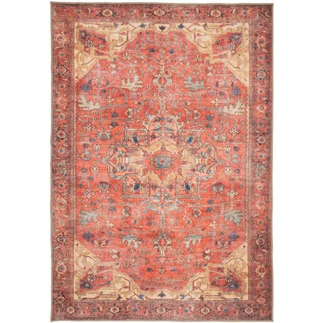 Kukoon Distressed Persian Inspired Gold Coral Washable Rug 160 x 230cm - Orange - Wilko - image 1