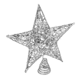 Living and Home Decorative Star Sequins Christmas Tree Topper with LED Light 20cm - Size: 20 x 20 x 10cm - Silver - Wilko - thumbnail 4