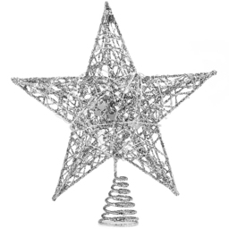 Living and Home Decorative Star Sequins Christmas Tree Topper with LED Light 20cm - Size: 20 x 20 x 10cm - Silver - Wilko