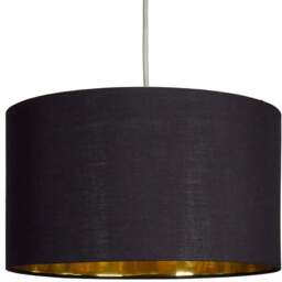 ValueLights Reni Black and Metallic Gold Large Ceiling Drum Lamp Shade - Size: 35 x 20 x 35cm - Wilko