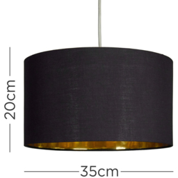 ValueLights Reni Black and Metallic Gold Large Ceiling Drum Lamp Shade - Size: 35 x 20 x 35cm - Wilko - thumbnail 5