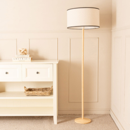 ValueLights Triston Black Edge Drum Shade Light Wood LED Floor Lamp - Cream - Wilko - thumbnail 4